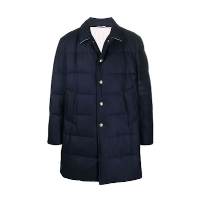 Thom Browne Solid Color Loose Fit Cotton Jacket for Men - Blue MOD001Z-06393-415
