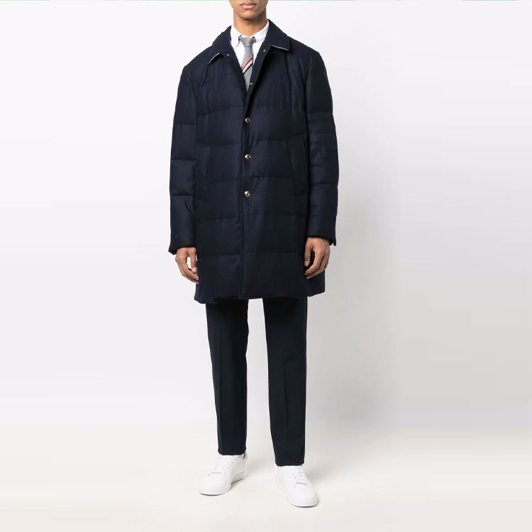 Thom Browne Solid Color Loose Fit Cotton Jacket for Men - Blue MOD001Z-06393-415 圖 3