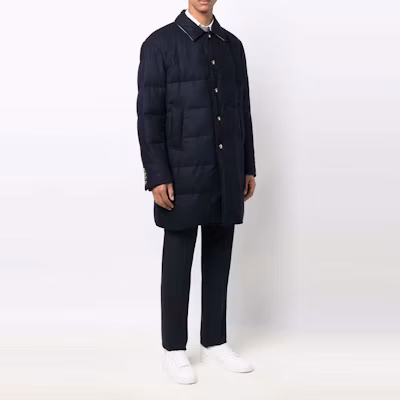 Thom Browne Solid Color Loose Fit Cotton Jacket for Men - Blue MOD001Z-06393-415 Purchase Thom Browne Solid Color Loose Fit Cotton Jacket for Men - Blue MOD001Z-06393-415