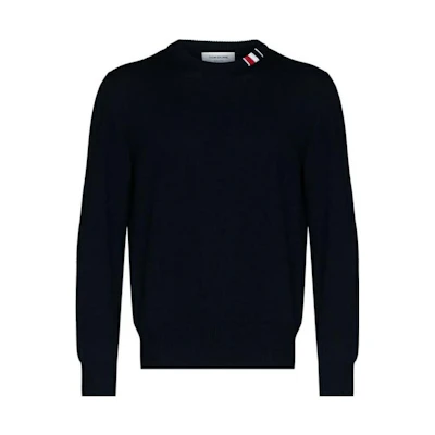 THOM BROWNE Solid Color Navy Blue Crewneck Knit Sweater Long Sleeve MKA329A-Y1002-415