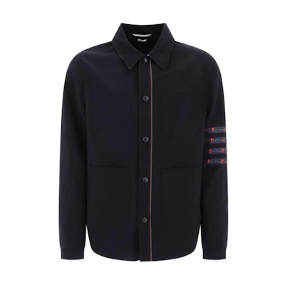 Thom Browne Solid Color Single-Breasted Long Sleeve Jacket Unisex Blue MJO228U-F0704-415