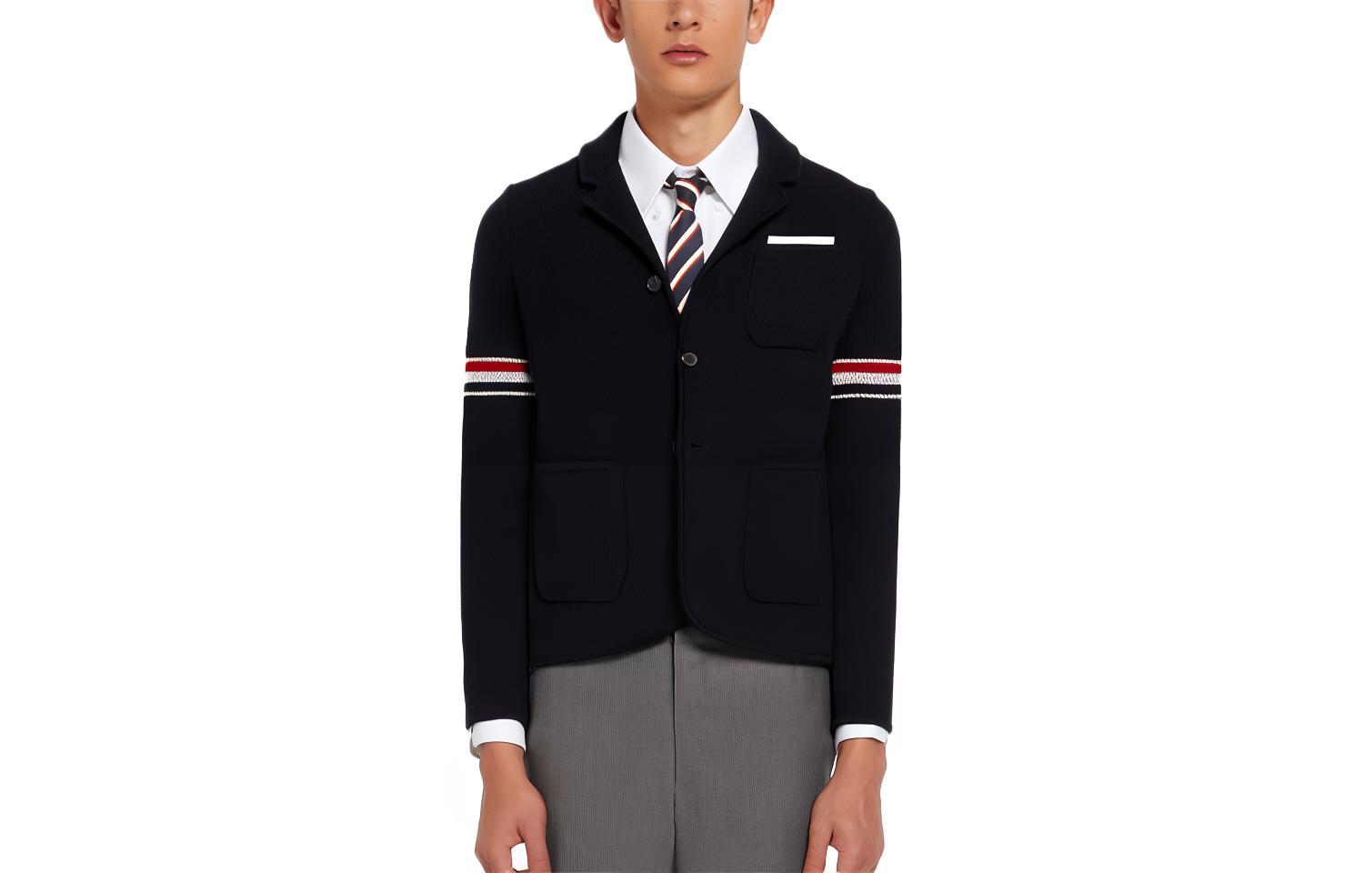 Thom Browne Solid Color Stripe Arm Jacquard Jacket for Men MKJ073A-Y9010-415