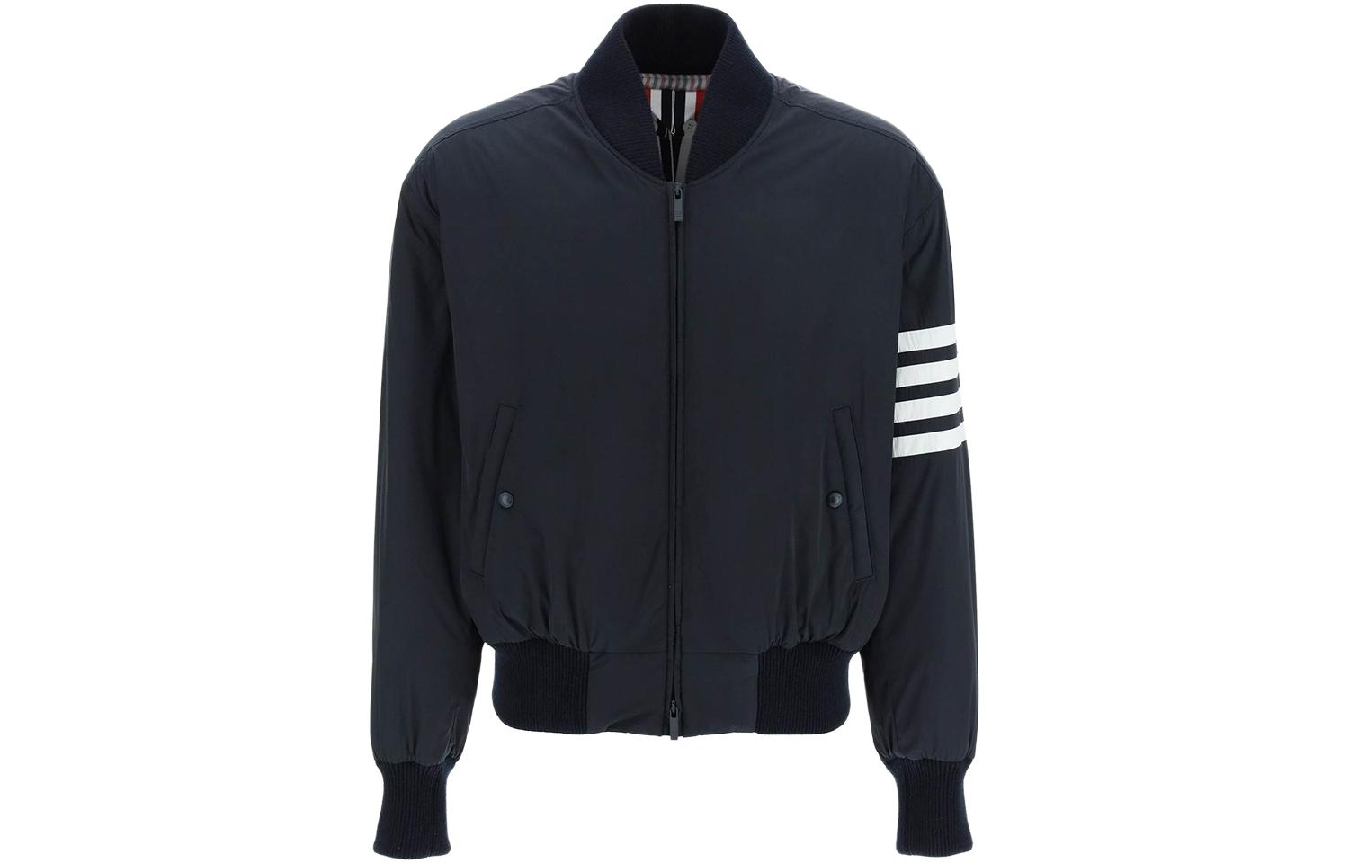 Order THOM BROWNE 海軍藍男士條紋細節羽絨外套 MJD103X-07259-415