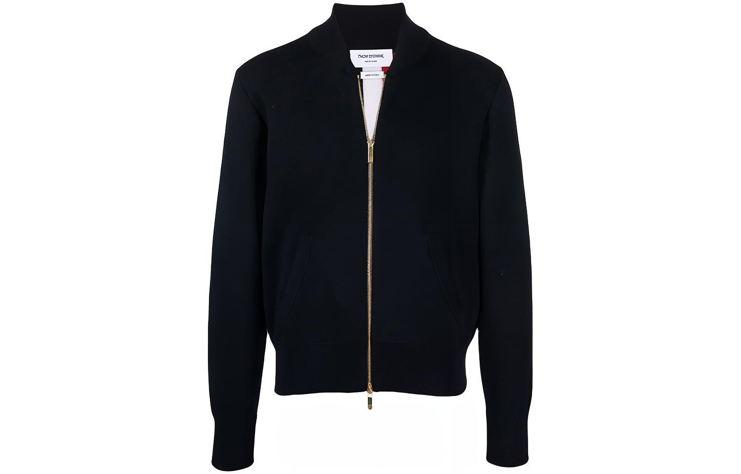 Order Thom Browne Solid Color Striped Zipper Jacket  Long Sleeve. MKJ072A-Y1002-415