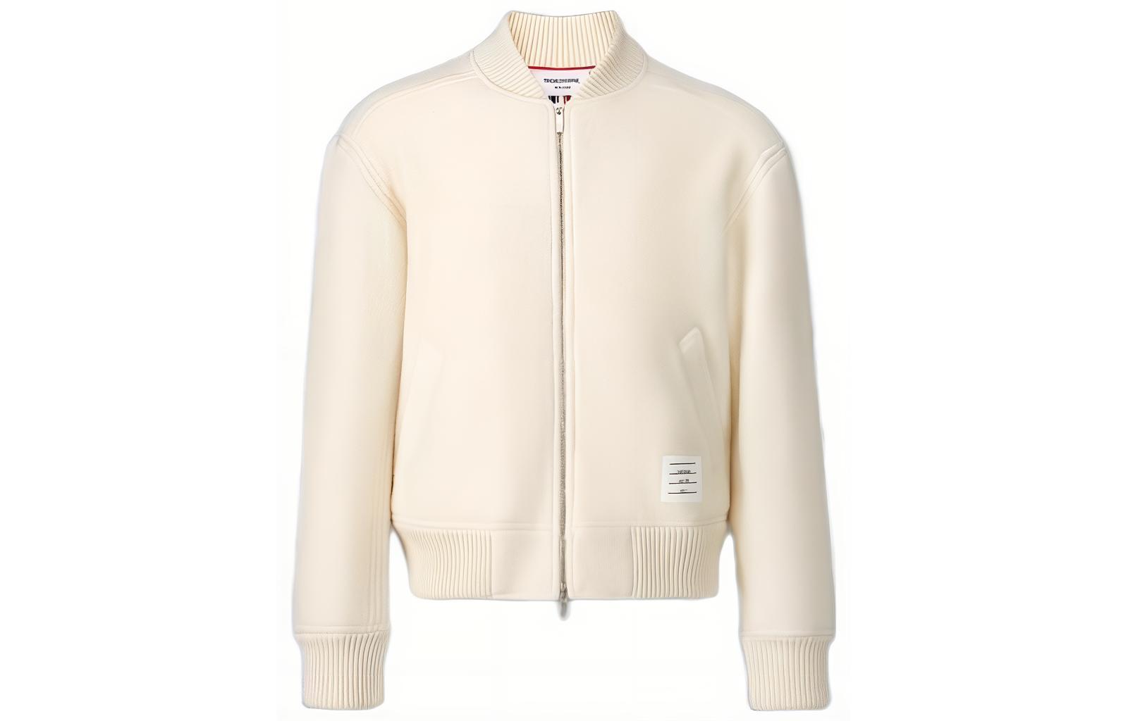 Thom Browne Solid Color Zip-Up Collarless Jacket MJT395A-J0100-113