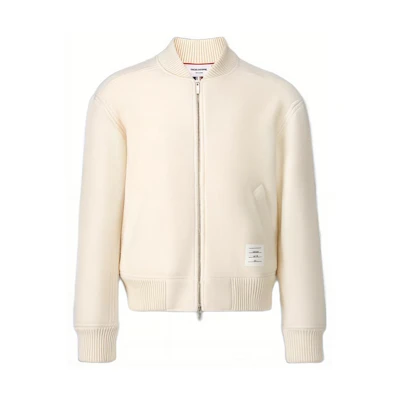 Thom Browne Solid Color Zip-Up Collarless Jacket MJT395A-J0100-113