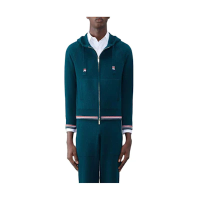 Thom Browne Solid Green Zip-Up Hoodie Long Sleeve MKT010A-Y2001-310