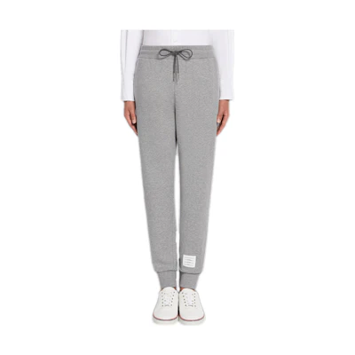 THOM BROWNE Solid Grey Knit Jogger Sweatpants for Men MJQ132A-07339-035
