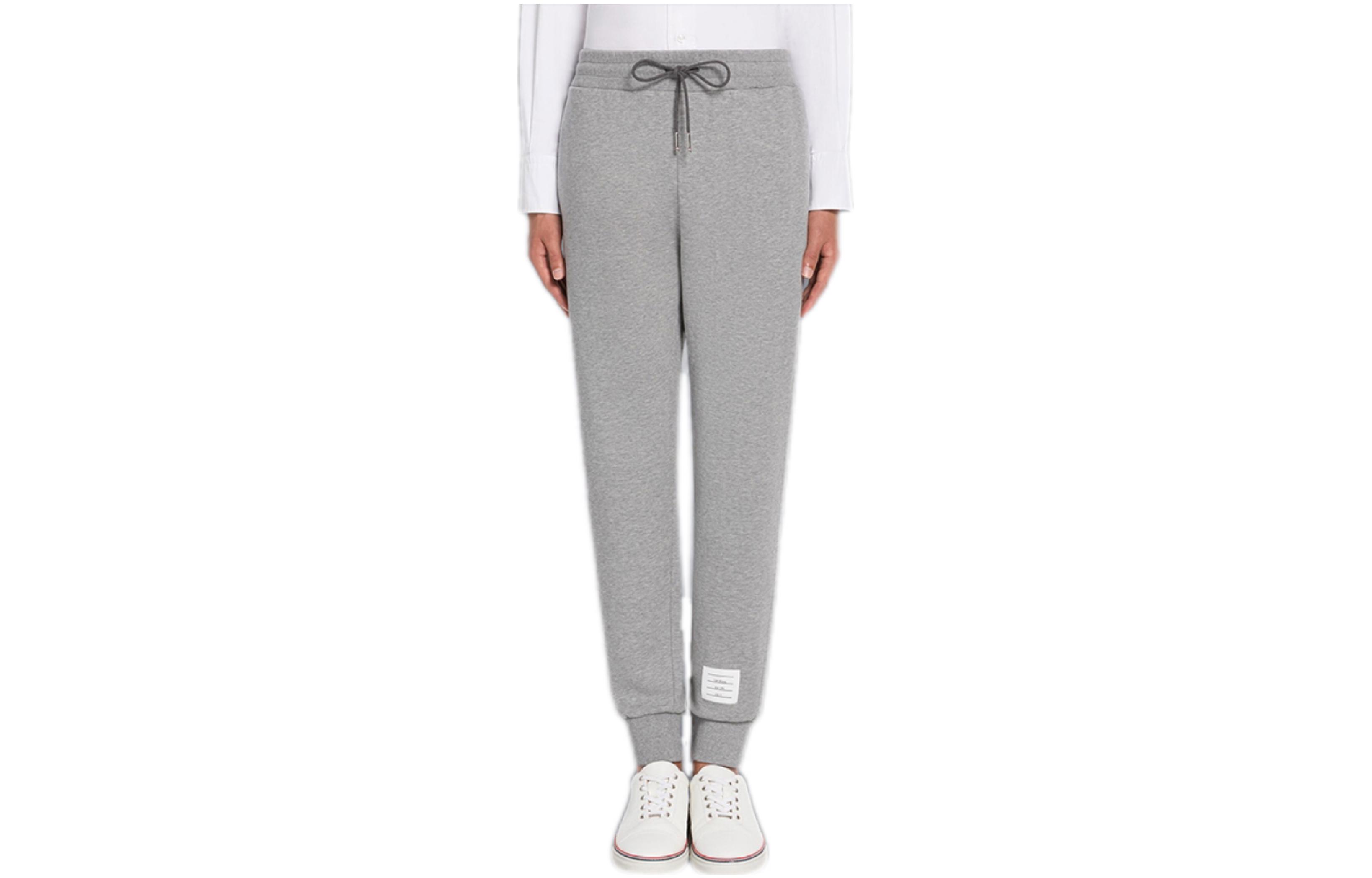 Order THOM BROWNE Solid Grey Knit Jogger Sweatpants for Men MJQ132A-07339-035