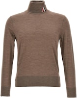 THOM BROWNE Solid High-Neck Pullover Slim-Fit Sweater Men’s Dark Beige. MKA475A-Y1014-215 THOM BROWNE Solid High-Neck Pullover Slim-Fit Sweater Men’s Dark Beige. MKA475A-Y1014-215