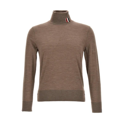 THOM BROWNE Solid High-Neck Pullover Slim-Fit Sweater Men’s Dark Beige. MKA475A-Y1014-215