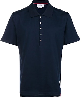 トムブラウン ロゴパッチ 半袖ポロシャツ ネイビー サマー MJP052A-00042-415 Order トムブラウン ロゴパッチ 半袖ポロシャツ ネイビー サマー MJP052A-00042-415
