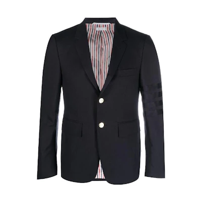 THOM BROWNE Solid Navy Blue Blazer Jacket Long Sleeve MJC001A-06146-420
