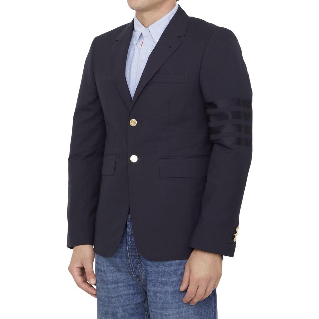 THOM BROWNE Solid Navy Blue Blazer Jacket  Long Sleeve MJC001A-06146-420 圖 6