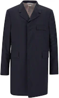 Order THOM BROWNE 男士純藍色中長款單排扣大衣 MOC005-A06146-420