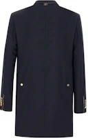 Lookbook THOM BROWNE 男士純藍色中長款單排扣大衣 MOC005-A06146-420