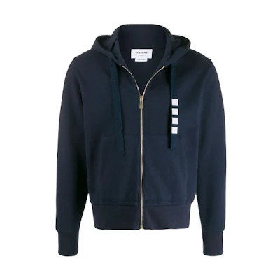 Thom Browne Solid Navy Blue Zip-Up Hoodie for Men MJT231A-03034-415