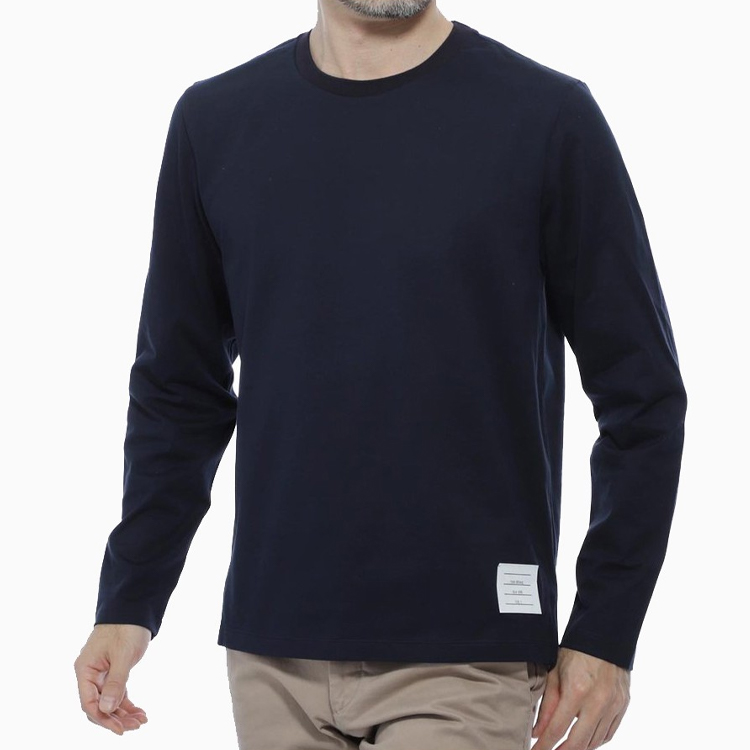Purchase Thom Browne Solid Navy Lengan Panjang Tee MJS068A-00042-415
