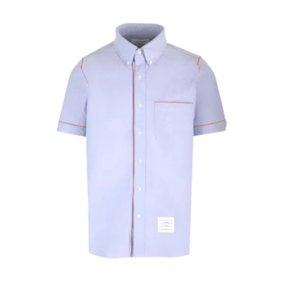 Thom Browne Solid Oxford Button-Up Short Sleeve Shirt Blue MWS316A-F0313-480
