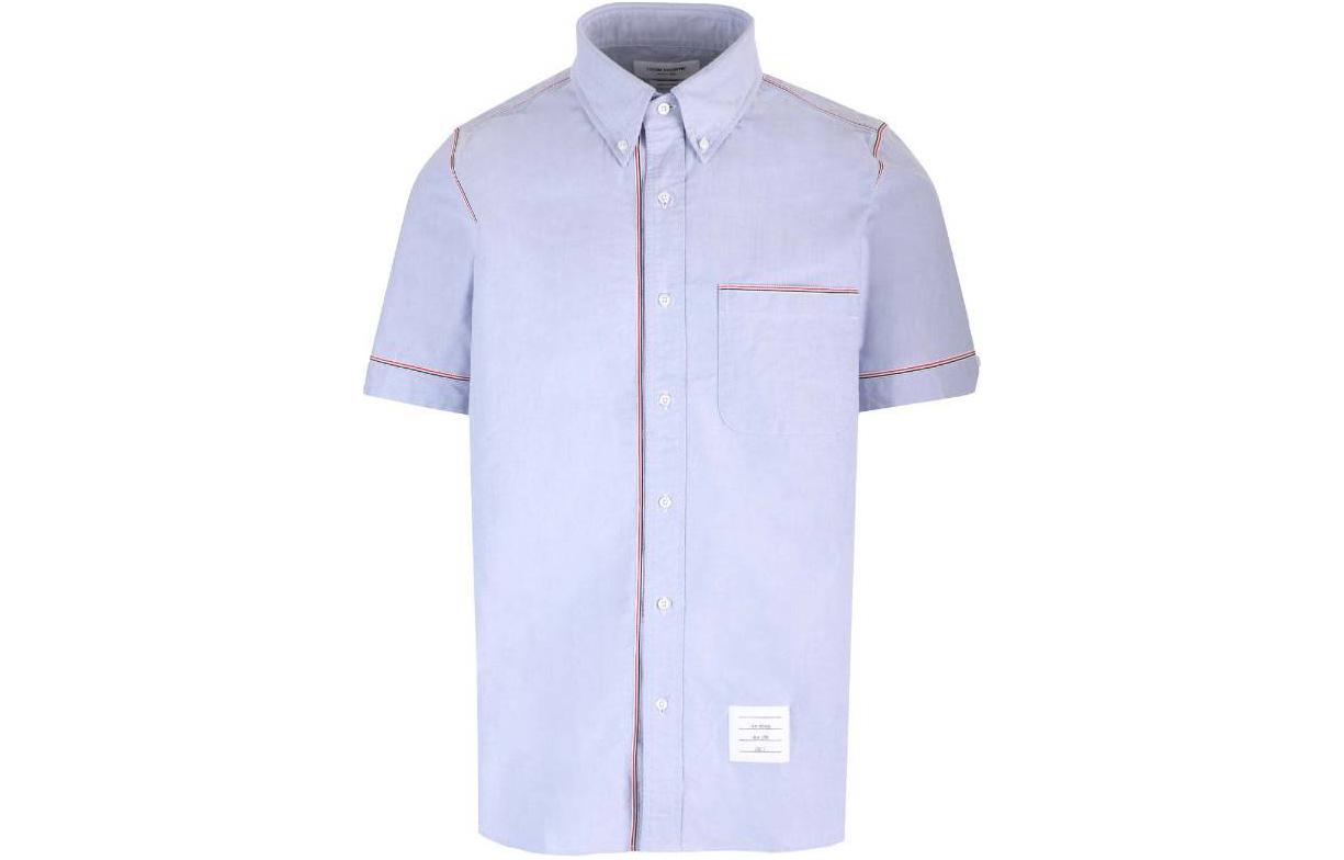 Order 톰브라운 솔리드 옥스포드 반팔 셔츠 블루 MWS316A-F0313-480