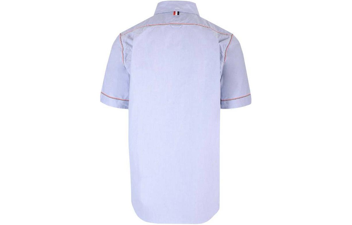 Lookbook 톰브라운 솔리드 옥스포드 반팔 셔츠 블루 MWS316A-F0313-480