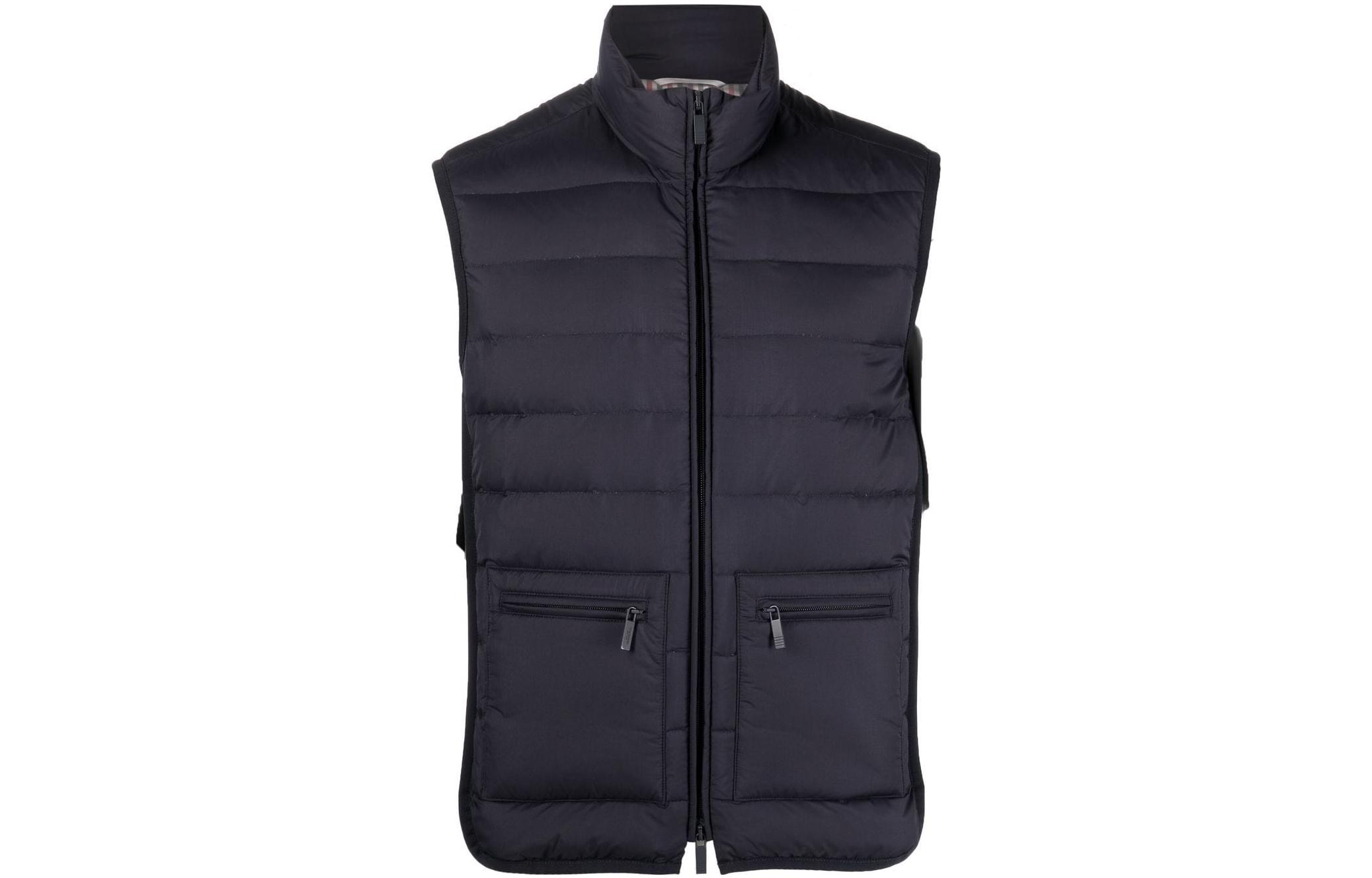 Order Thom Browne Solid Quilted Down Vest Zip-Up Mock Neck for Men. MVD026X-F0241-415