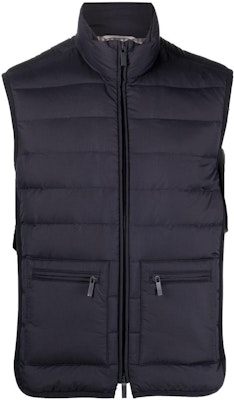 Thom Browne Solid Quilted Down Vest Zip-Up Mock Neck for Men. MVD026X-F0241-415 Order Thom Browne Solid Quilted Down Vest Zip-Up Mock Neck for Men. MVD026X-F0241-415