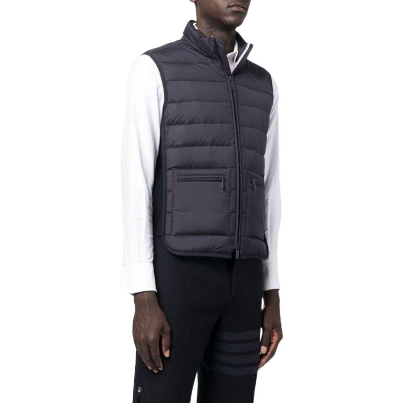 Purchase Thom Browne Solid Quilted Down Vest Zip-Up Mock Neck for Men. MVD026X-F0241-415