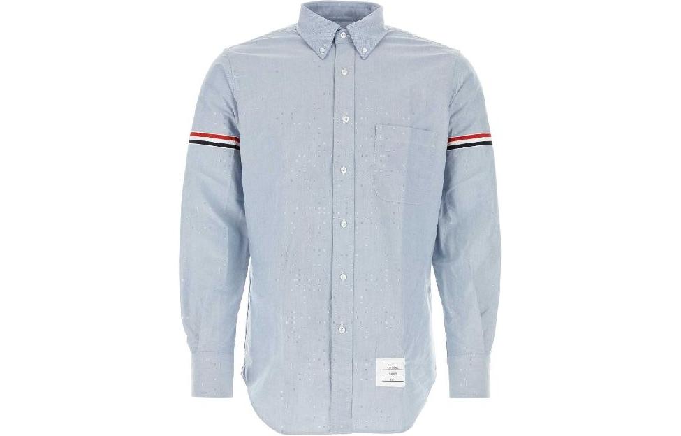 Thom Browne Solid Stripe Button-Down Long Sleeve Shirt Light Blue MWL150E-F0313-480