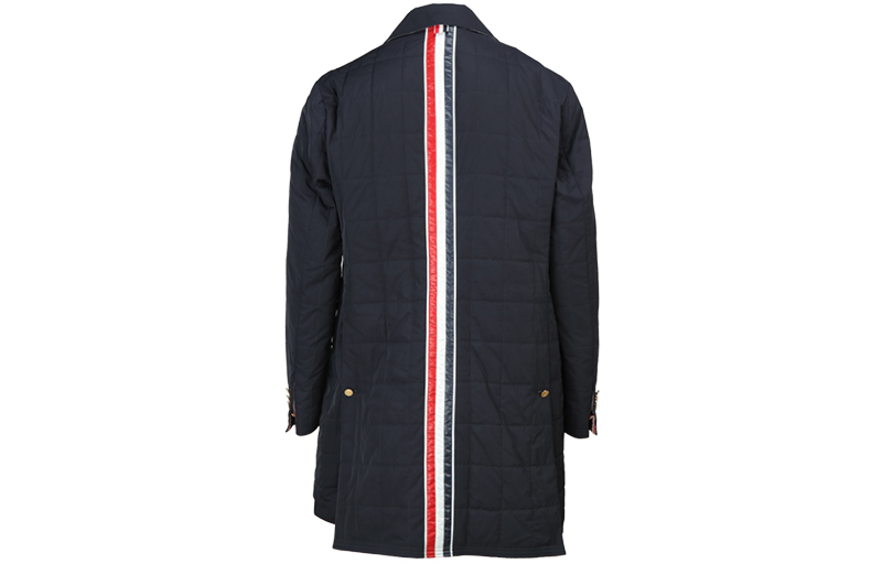 Lookbook THOM BROWNE 寶藍純色條紋領風衣 时尚长版外套 MOD059X-07259-415