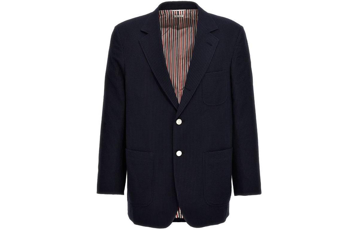 Thom Browne Solid Stripe Collar Jacket Black Outerwear MJR094A006455415