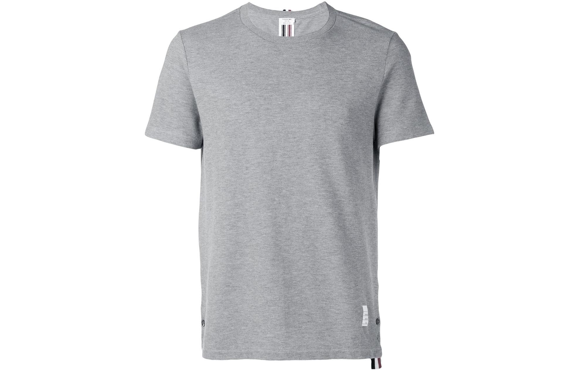 Order THOM BROWNE Solid Stripe Crewneck Casual Short Sleeve Tee Men’s Grey MJS056A00050