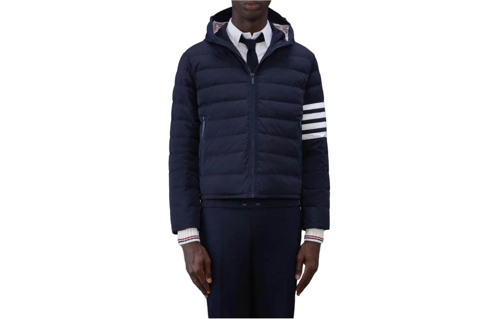 THOM BROWNE Solid Stripe Hoodie Jacket - Navy Blue MJD087X-07259-415 圖 2