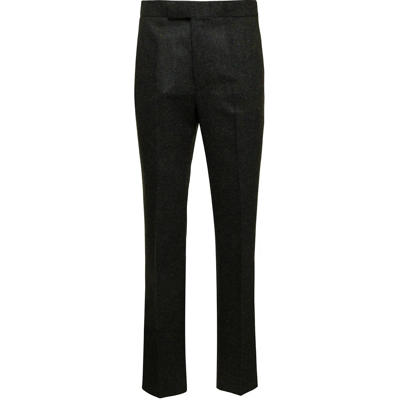 Thom Browne Solid Zipper Slim Tapered Mid-Rise Casual Pants Men Deep Gray MTC001A-03793-350