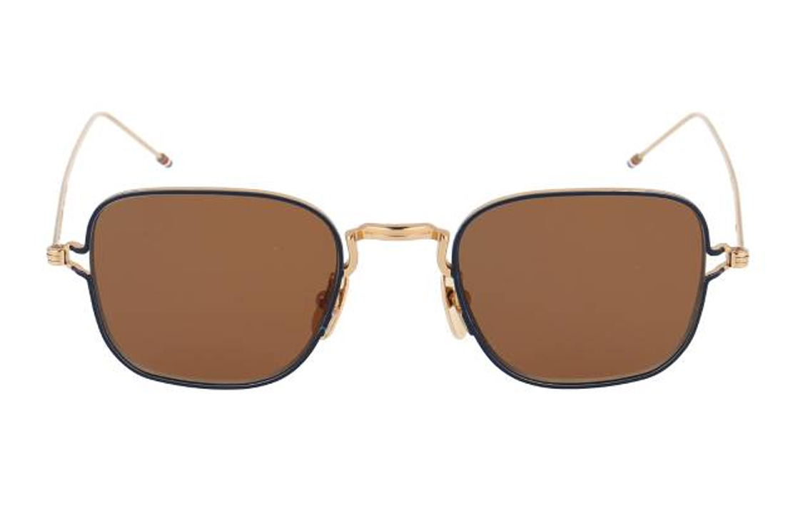 Shop THOM BROWNE 方框金屬墨鏡 深咖啡色 TBS116A02