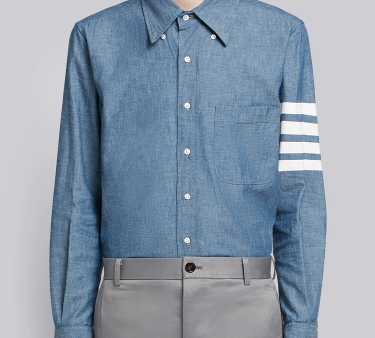 Thom Browne SS20 Blue Single-Breasted Long Sleeve Shirt with Stripes MWL272E-00111-450 圖 3