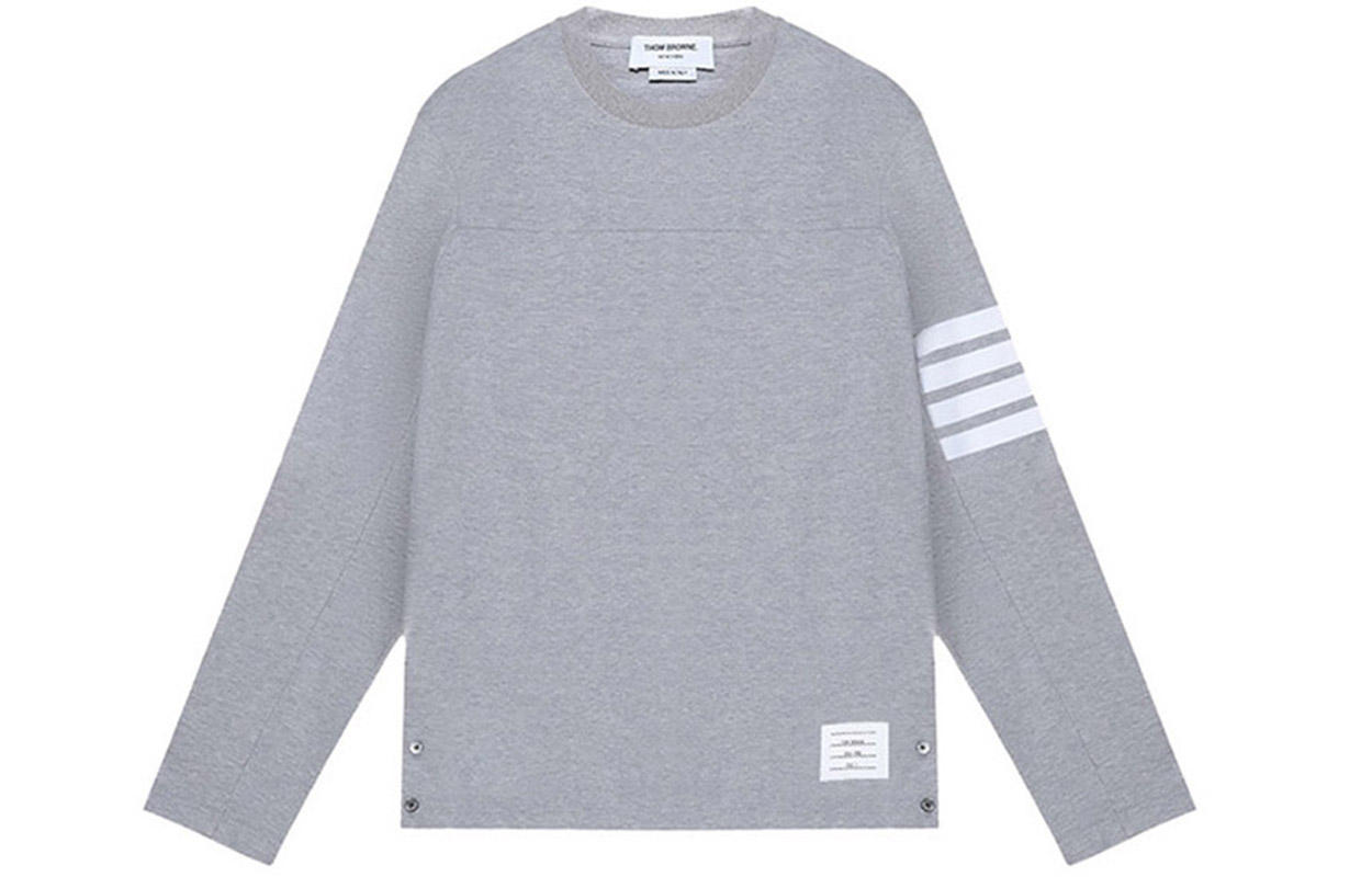 Thom Browne SS21 4-Bar Crewneck Long Sleeve T-Shirt Light Grey White メンズ MJS151A-06221-055
