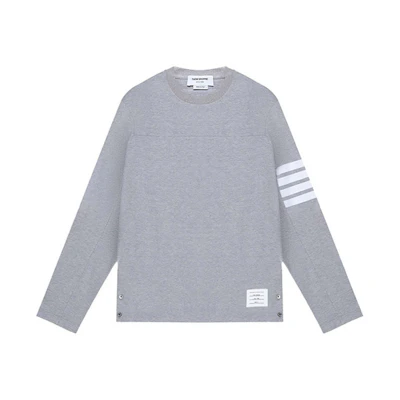 Thom Browne SS21 4-Bar Crewneck Long Sleeve T-Shirt Light Grey White メンズ MJS151A-06221-055