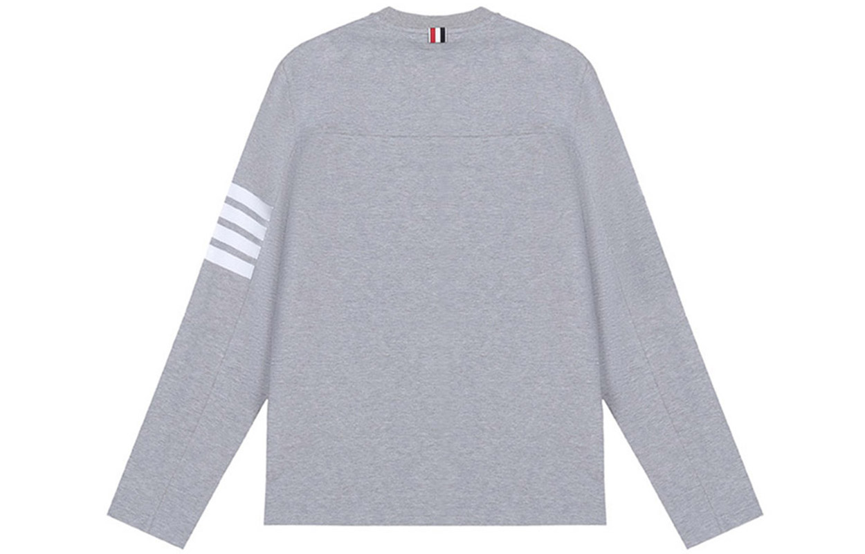 Lookbook 톰 브라운 SS21 4-바 크루넥 긴팔 티셔츠 라이트 그레이 화이트 남성용 MJS151A-06221-055