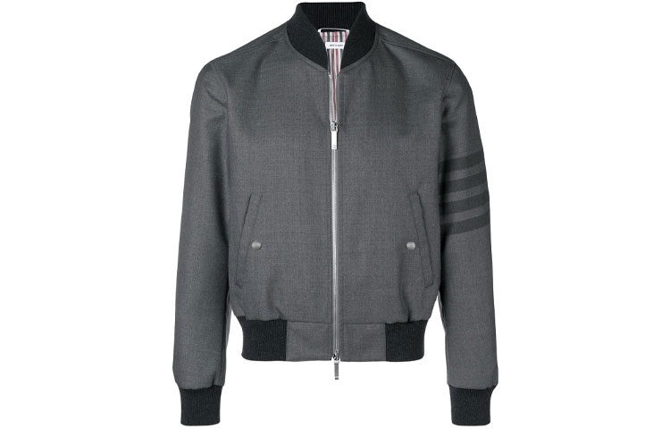 Thom Browne SS21 4-Bar Knit Flight Jacket Gray MJO030A-04346-035