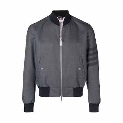 Thom Browne SS21 4-Bar Knit Flight Jacket Gray MJO030A-04346-035
