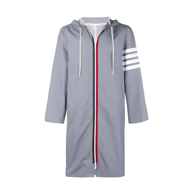 Thom Browne SS21 4-Stripe Long Patchwork Trench Coat Grey MOT028A-04429-035