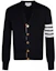 Buy THOM BROWNE SS21 Blue Four-Bar Classic Knit Cardigan Jacket MKC171A-00219-415