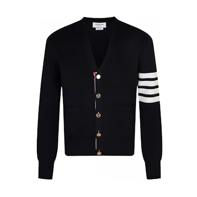 THOM BROWNE SS21 Blue Four-Bar Classic Knit Cardigan Jacket MKC171A-00219-415