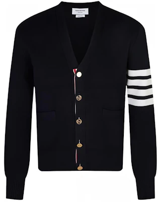 THOM BROWNE SS21 Blue Four-Bar Classic Knit Cardigan Jacket MKC171A-00219-415 Order THOM BROWNE SS21 Blue Four-Bar Classic Knit Cardigan Jacket MKC171A-00219-415