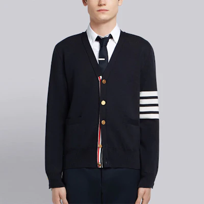 THOM BROWNE SS21 Blue Four-Bar Classic Knit Cardigan Jacket MKC171A-00219-415 Purchase THOM BROWNE SS21 Blue Four-Bar Classic Knit Cardigan Jacket MKC171A-00219-415