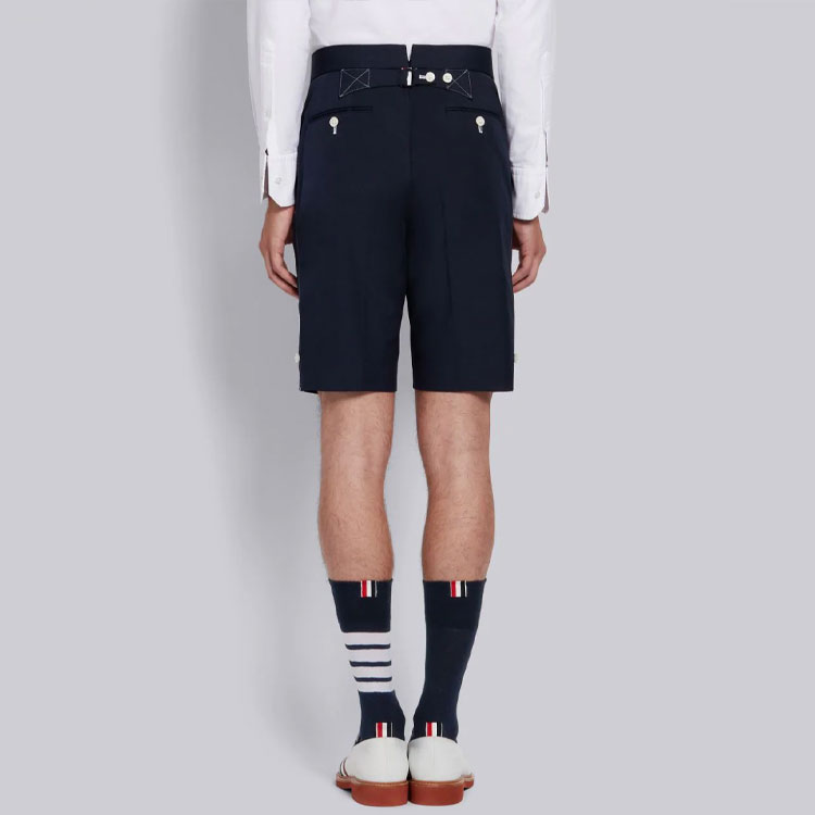 Details for トムブラウン SS21 カジュアル コットンショーツ ネイビーブルー. MTC002G-04502-415