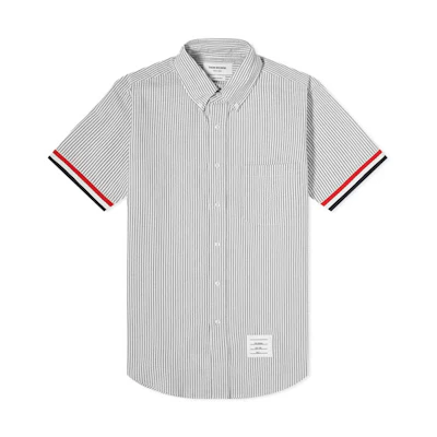 THOM BROWNE SS21 Casual Striped Short Sleeve Shirt Grey MWS252A-00572-035