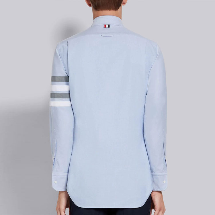 Details for 톰브라운 SS21 클래식 4-스트라이프 옥스포드 블루 긴소매 셔츠 남성용 MWL319A-06177-480