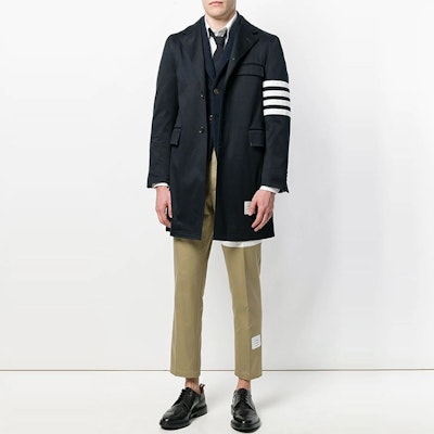 THOM BROWNE SS21 Classic Navy Twill Suit Coat with Four Stripes MOU543A-03788-415 Lookbook THOM BROWNE SS21 Classic Navy Twill Suit Coat with Four Stripes MOU543A-03788-415